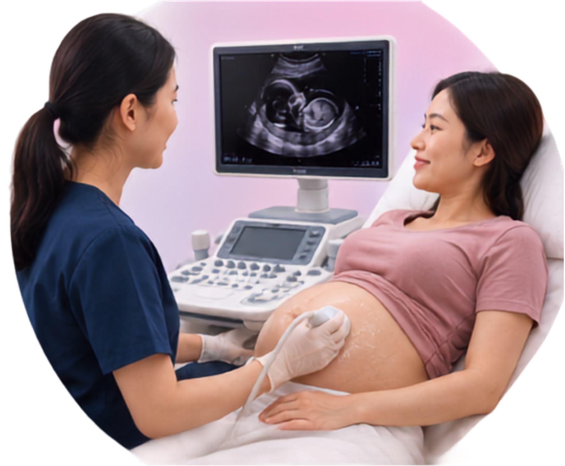Pregnant patient having an ultrasound examination